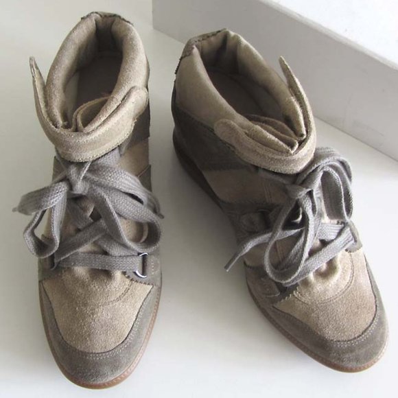 ISABEL MARANT taupe high-top wedge sneakers 39 / 9 - Picture 3 of 8